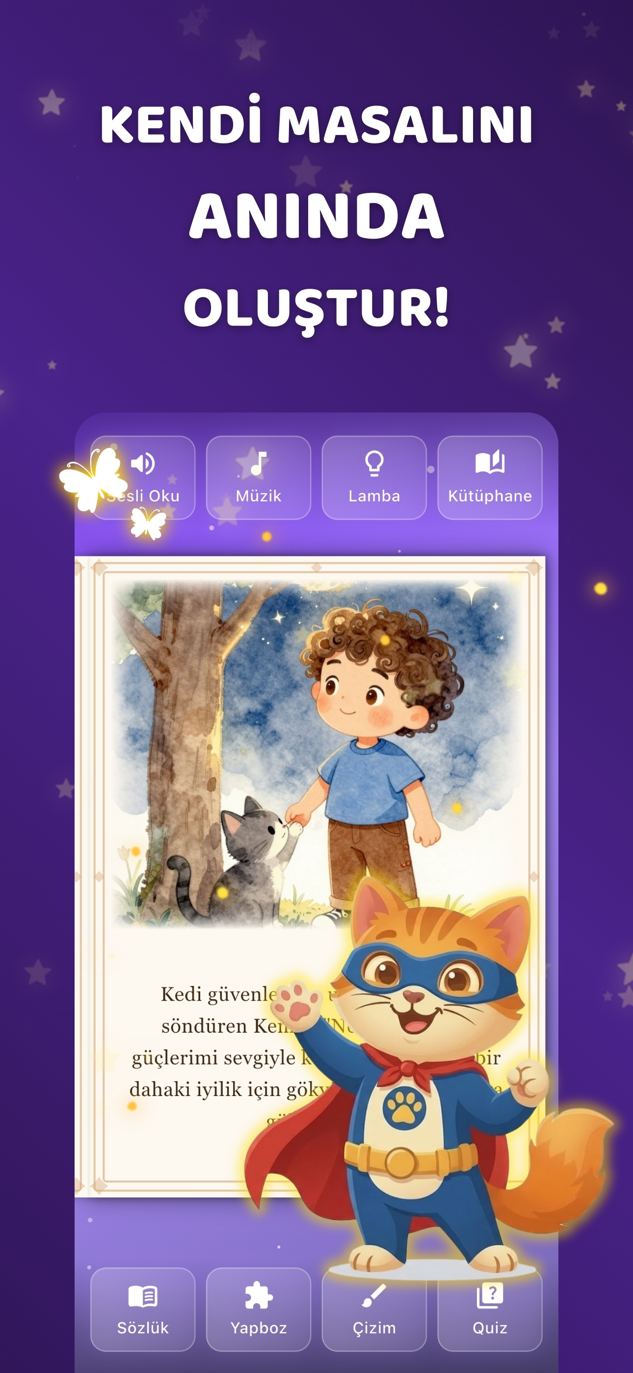 Faby uygulaması masal oluşturma ekranı