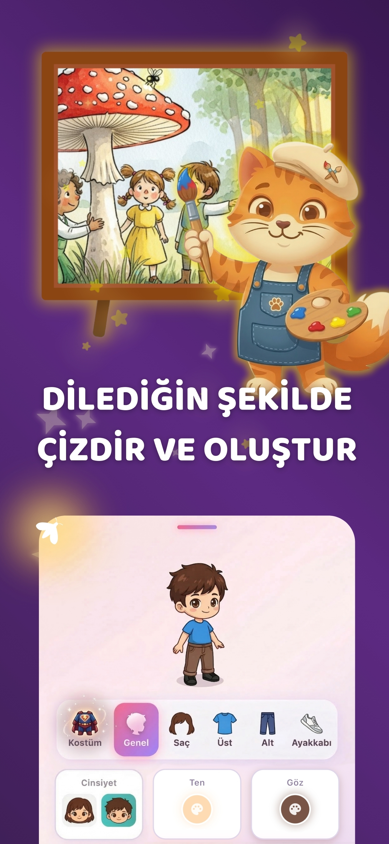 Faby uygulaması masal illüstrasyon ekranı